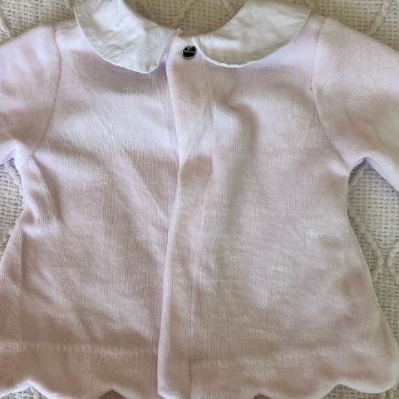 Jacadi Velvet Pink Footies Outfit with Scalloped Hem - Picture 7 of 9